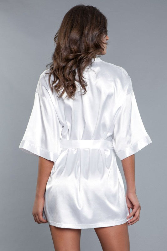 3/4 Sleeve Satin Robe with Tie Sash