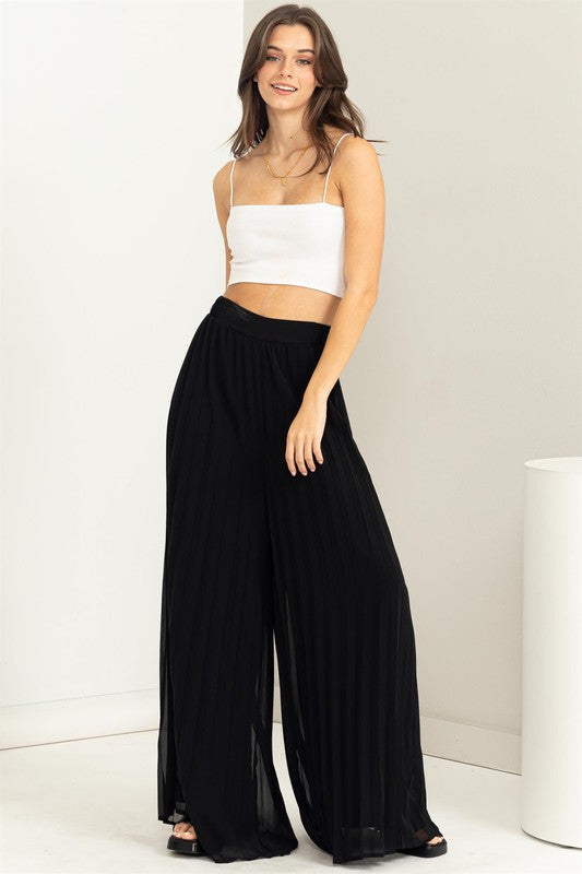 Forever Trendy Accordion Palazzo Pant with Elastic Waist