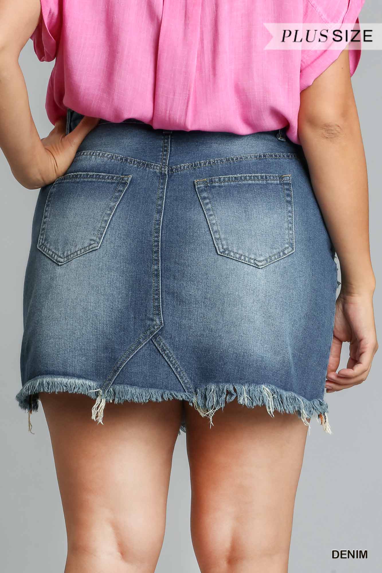 Dark Denim Curvy Blue Jean Mini Skirt