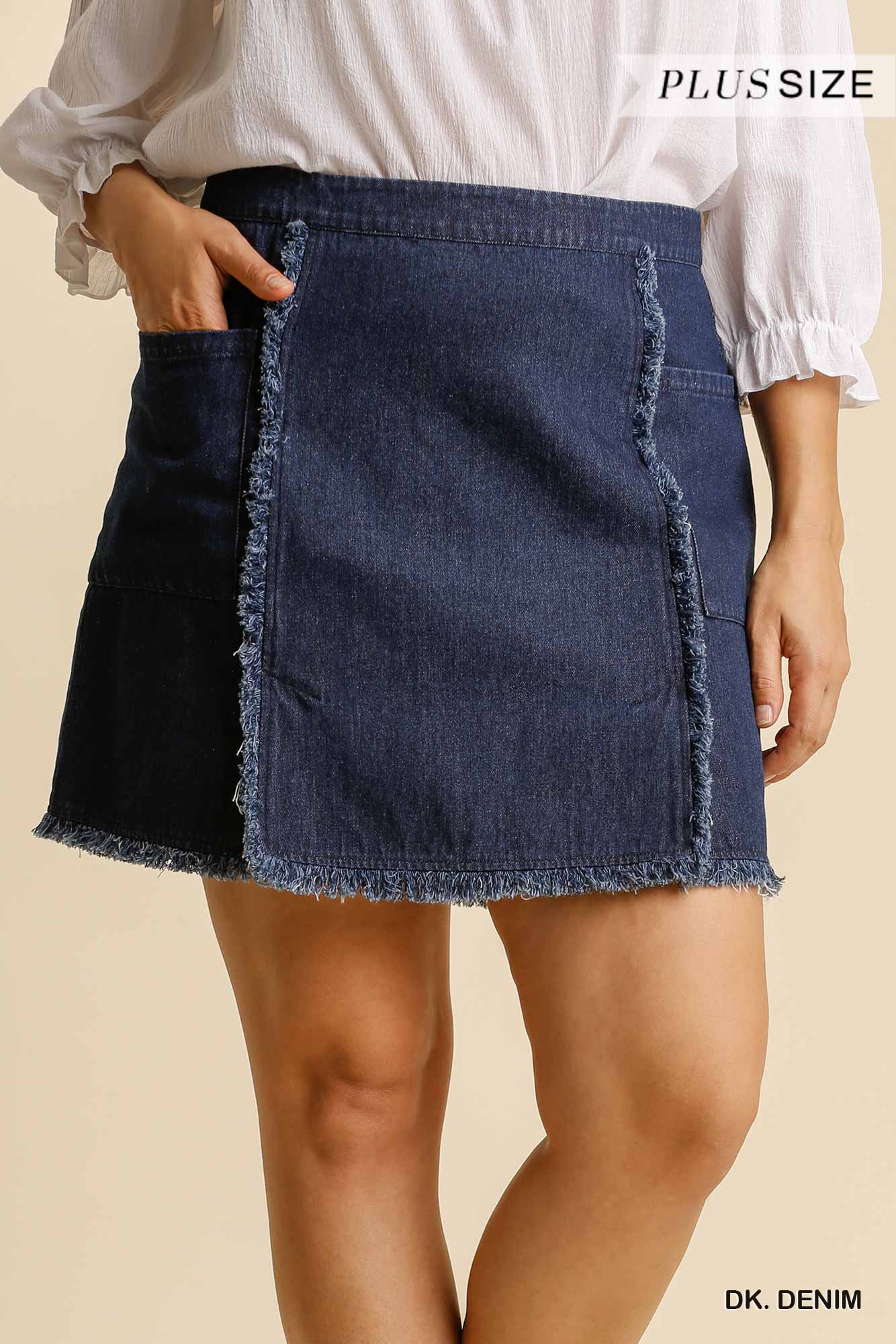 Dark Denim Curvy Blue Jean Skirt