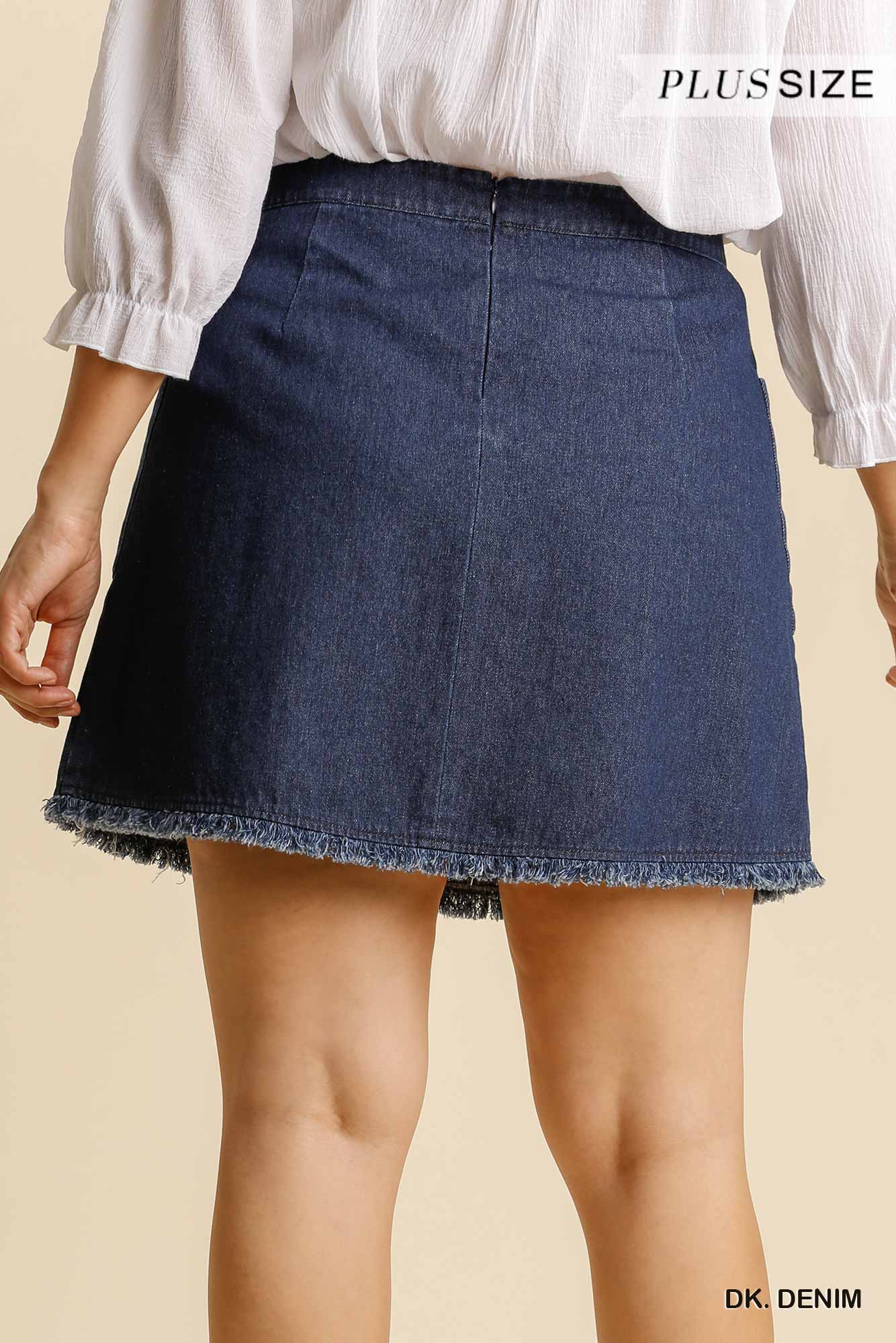 Dark Denim Curvy Blue Jean Skirt