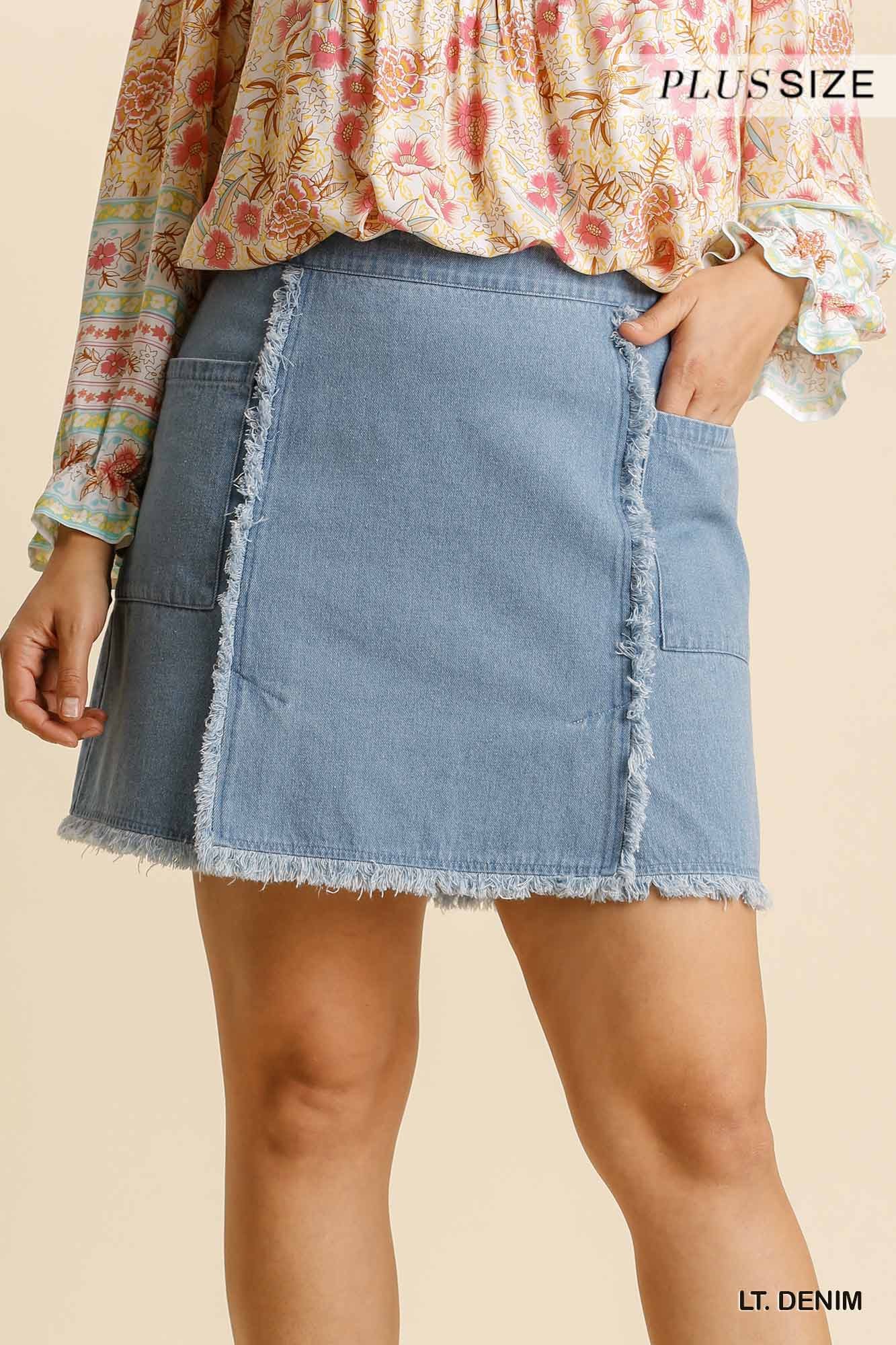 Light Denim Curvy Blue Jean Skirt