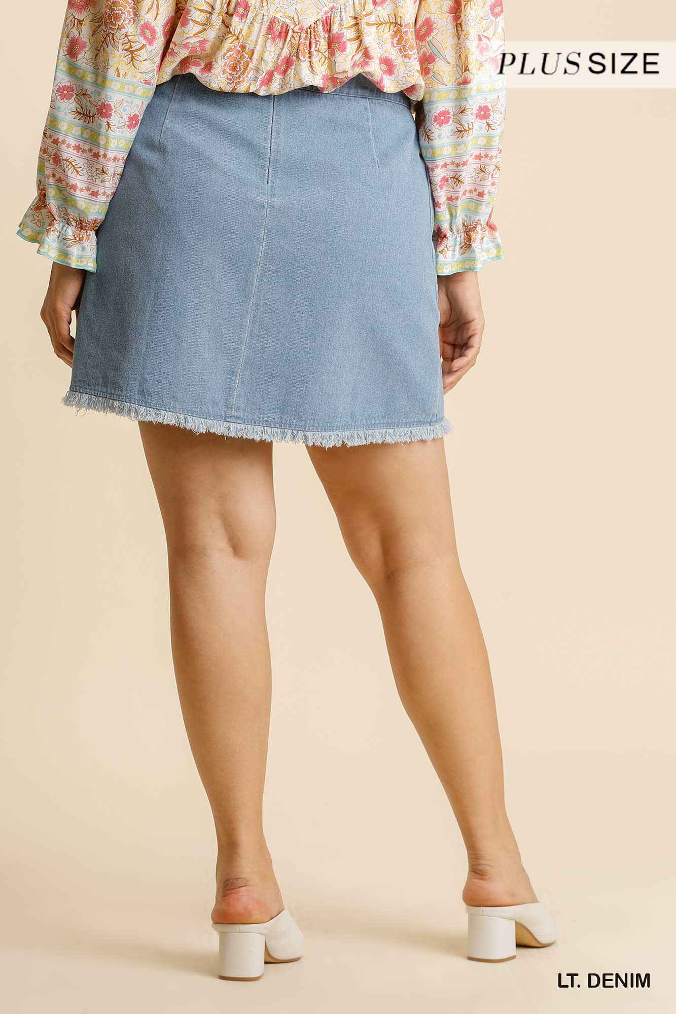 Light Denim Curvy Blue Jean Skirt