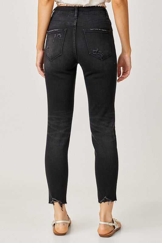 Black Mid Rise Tapered Jeans