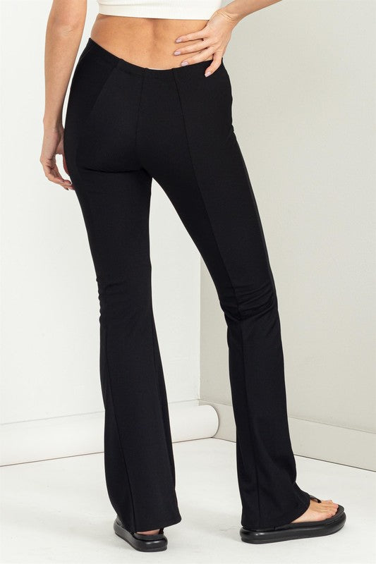 High Rise Elastic Waist Fit and Flare Pants