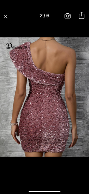 One Shoulder Sequins Over Velvet Fitted Mini Dress