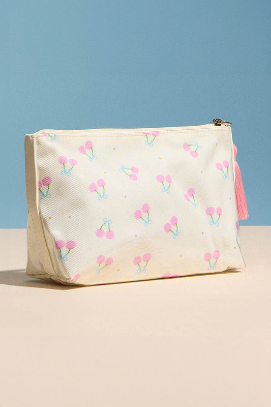 Cherry Tassel Multi Purpose Portable Cosmetic Bag