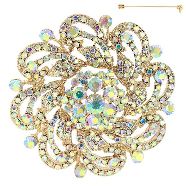 METAL CASTING STONE CLUSTER BROOCH