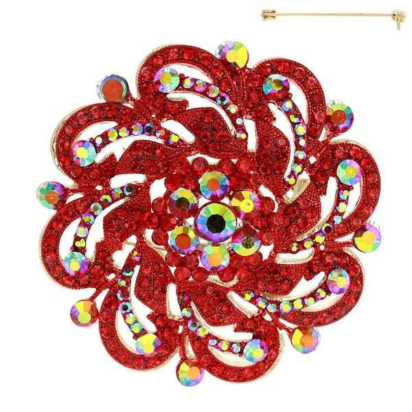 METAL CASTING STONE CLUSTER BROOCH