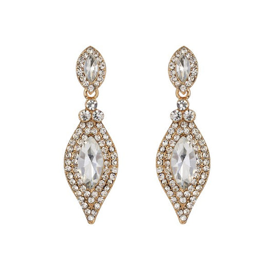DANGLY LEAF WITH OVAL GEMSTONE EARRINGS