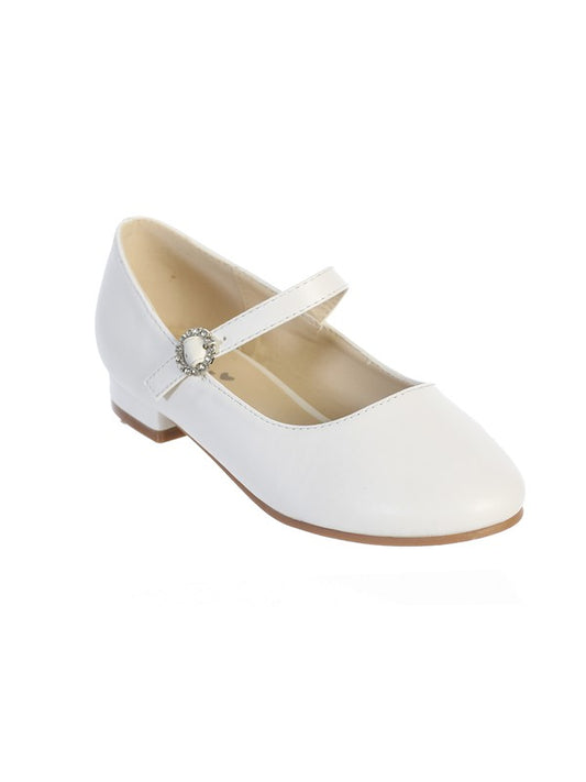 Girls Plain Matte Strap Shoe with Mini Heel