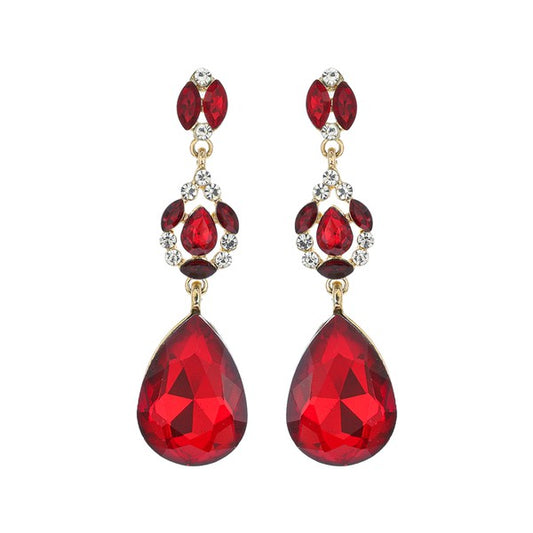 3-TIER CRYSTAL RHINESTONE TEARDROP DANGLE AND DROP EARRINGS