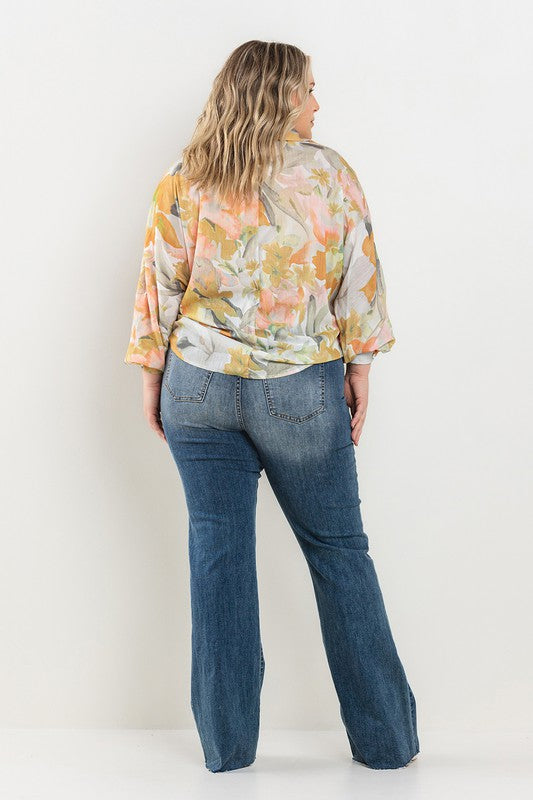 Curvy High Rise Wide Flare Jeans