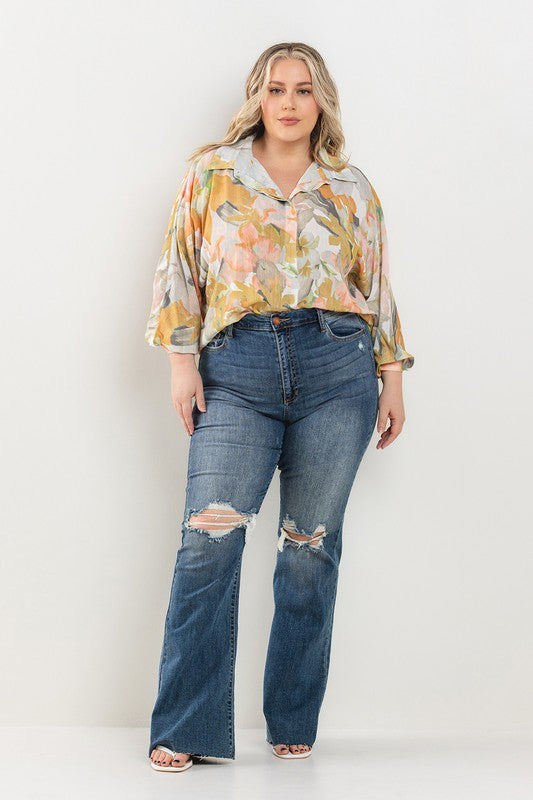 Curvy High Rise Wide Flare Jeans