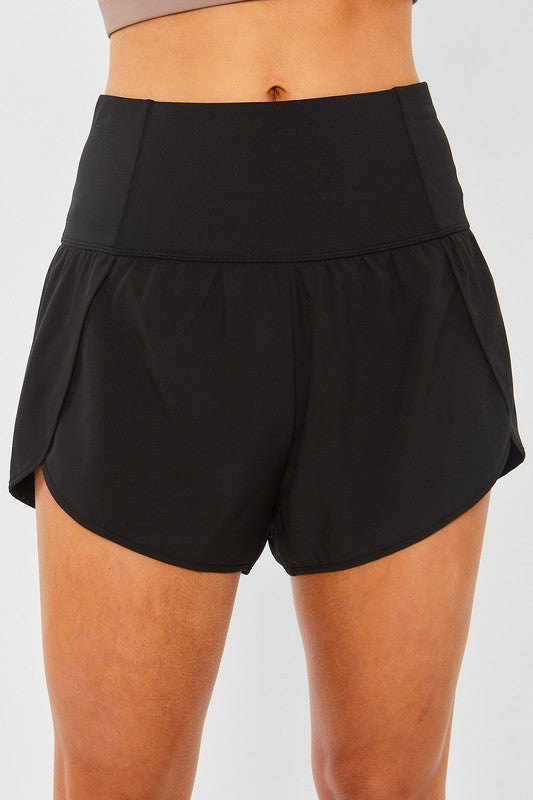 Woven Solid Inner Brief Lining Back Zip Pocket Shorts