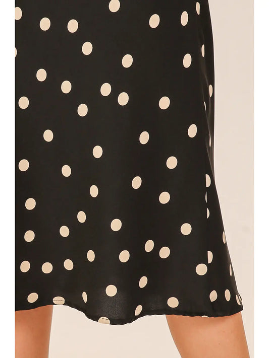 Polka Dot Satin Midi Skirt