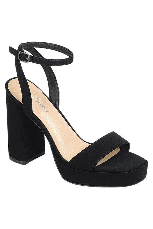 Open Toe High Block Platform Heel with Adjustable Buckle Strap