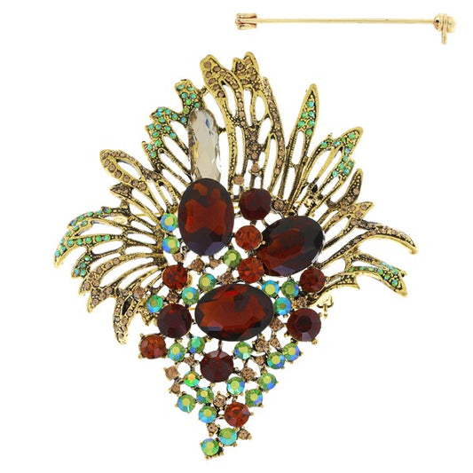 Crystal Rhinestone Cluster Bouquet Brooch Pin
