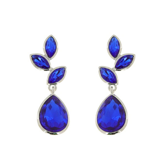CRYSTAL RHINESTONE LEAF DROP POST EARRINGS