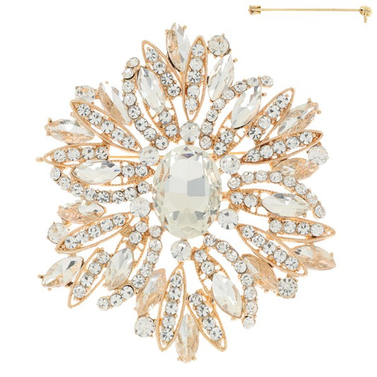 Crystal Rhinestone Vine Cluster Brooch Pin