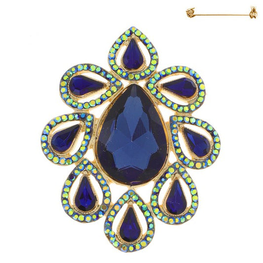 Crystal Rhinestone Teardrop Cluster Brooch Pin