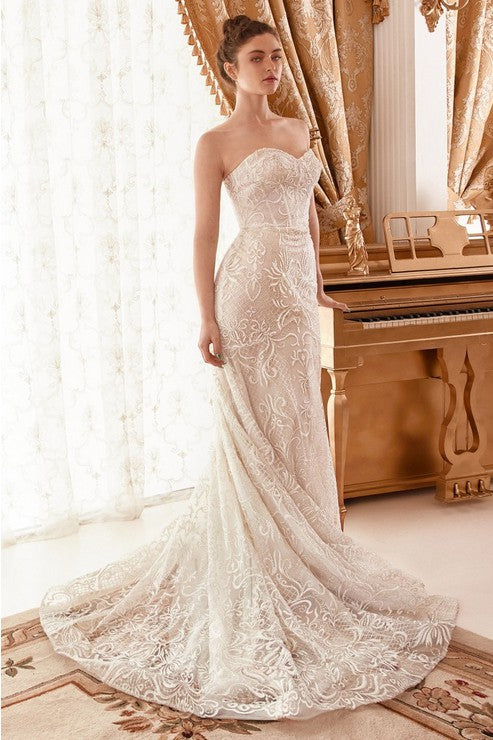 DETACHABLE LACE OFF THE SHOULDER MERMAID BRIDAL GOWN WITH BEAUTIFUL TRAIN