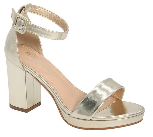 Open Toe PU High Heel with Ankle Strap Closure