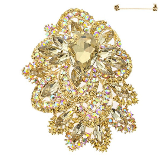 Crystal Rhinestone Baroque Cluster Brooch Pin