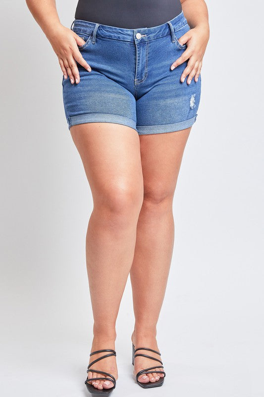 Curvy Ultra High Rise Cuffed Denim Shorts