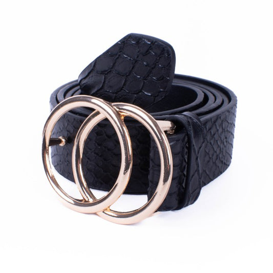 Crocodile Double Circle Buckle Belt