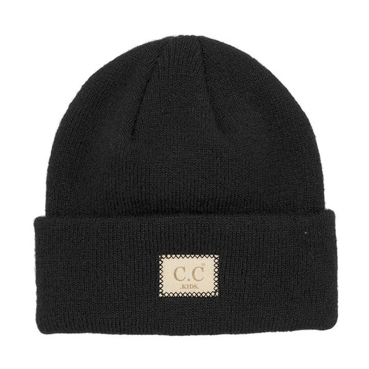 Kids Fold Over Ribbed CC Beanie