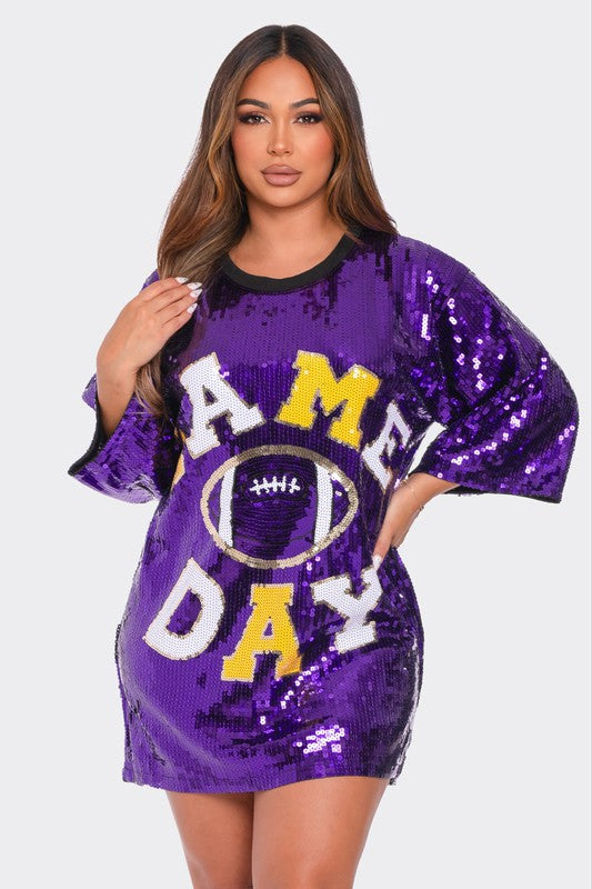 Sequins Game Day T Shirt Mini Dress
