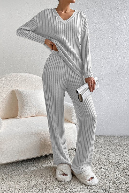 2 Piece Ribbed Lounge Set