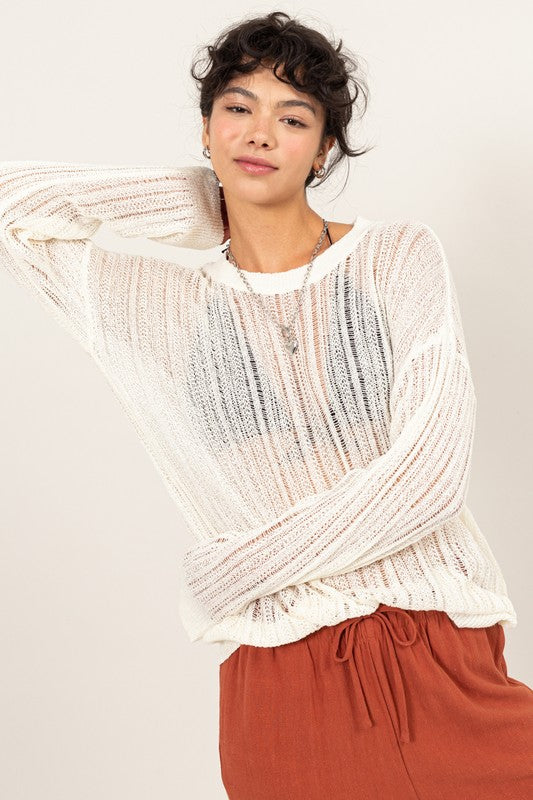 Long Sleeve Sheer Knit Top