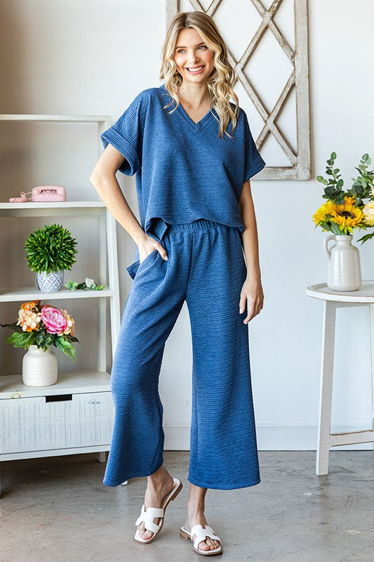 Elastic Waist Crop Lounge Pants