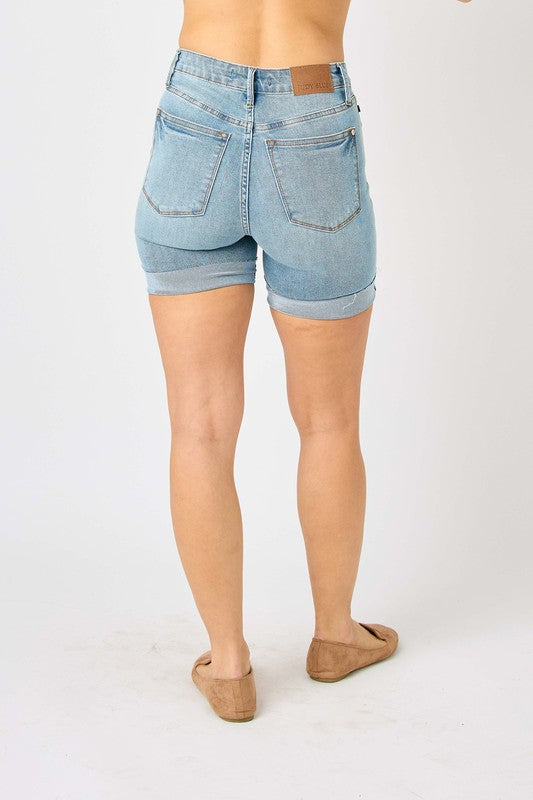 Curvy High Waist Tummy Control Denim Shorts