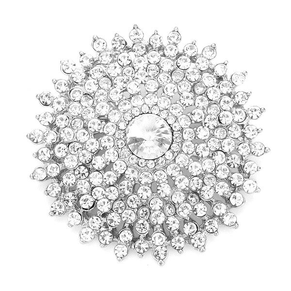 - A stunning sunflower brooch made with crystal rhinestones and cast in a beautiful design, perfect for accessorizing any outfit.