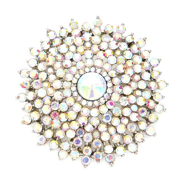 - A stunning sunflower brooch made with crystal rhinestones and cast in a beautiful design, perfect for accessorizing any outfit.