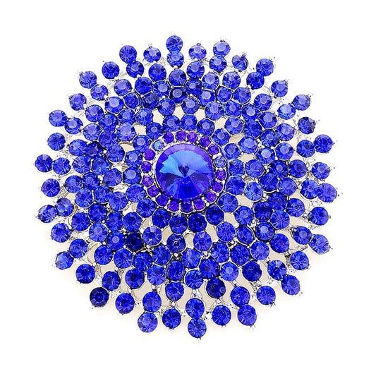 - A stunning sunflower brooch made with crystal rhinestones and cast in a beautiful design, perfect for accessorizing any outfit.