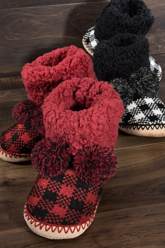 Buffalo Plaid Indoor Slipper Booties