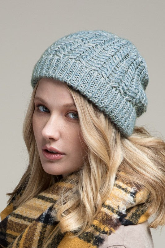 Two Tone Double Knit Beanie