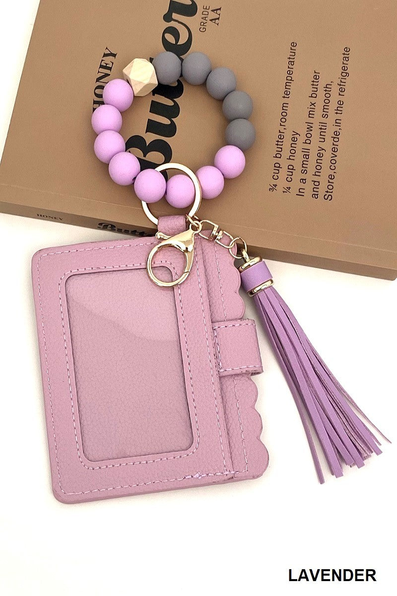 Beaded Bracelet Card Holder Wallet Keychain