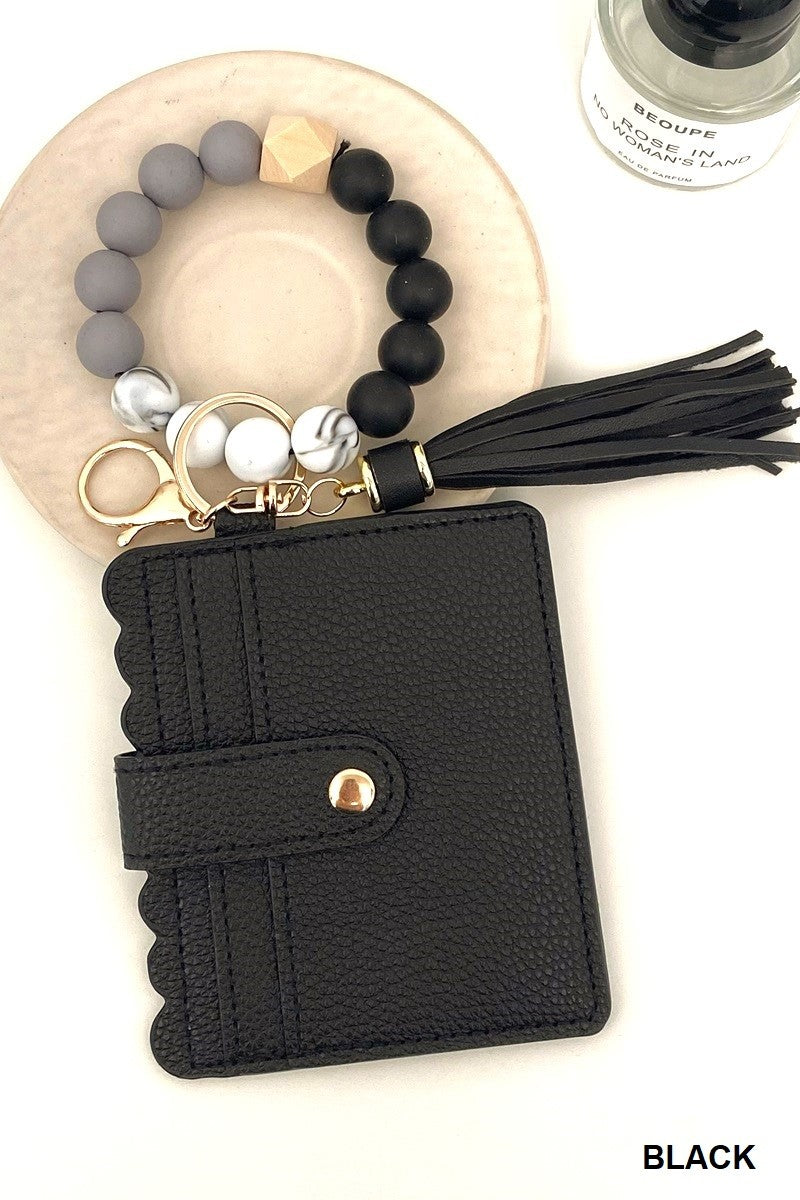 Beaded Bracelet Card Holder Wallet Keychain