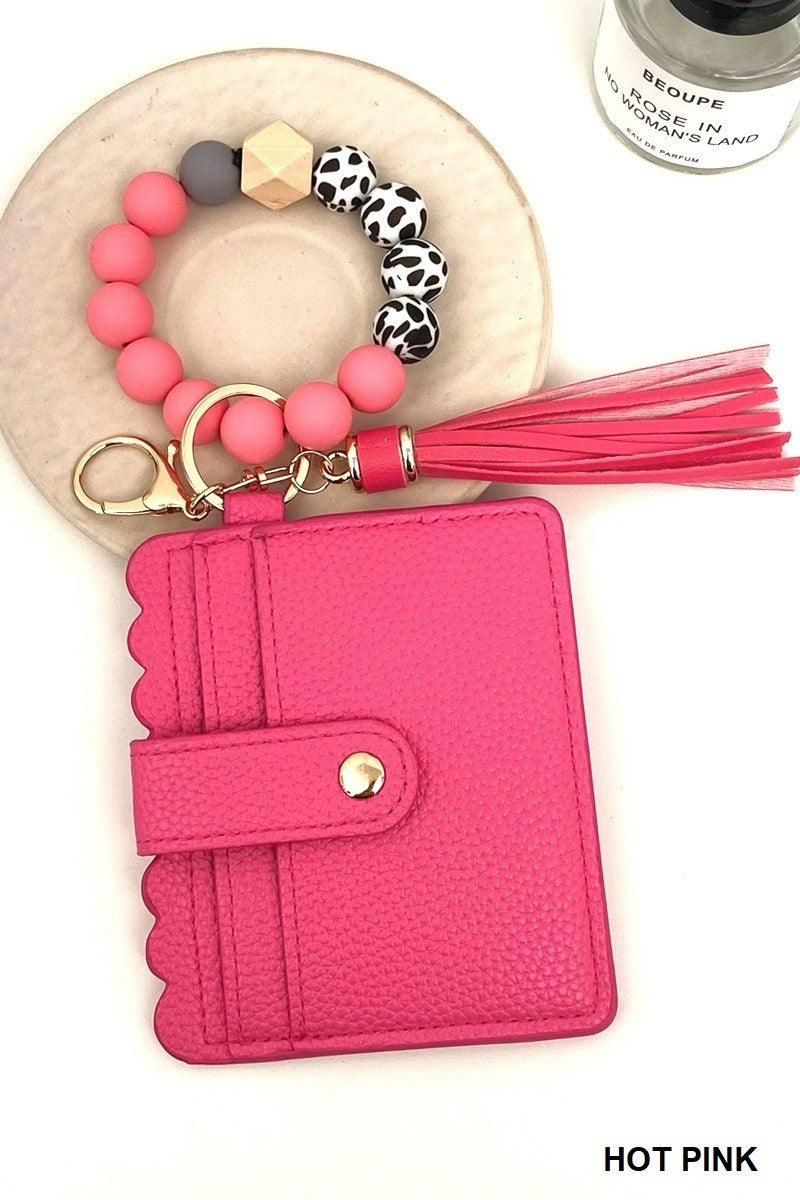 Beaded Bracelet Card Holder Wallet Keychain