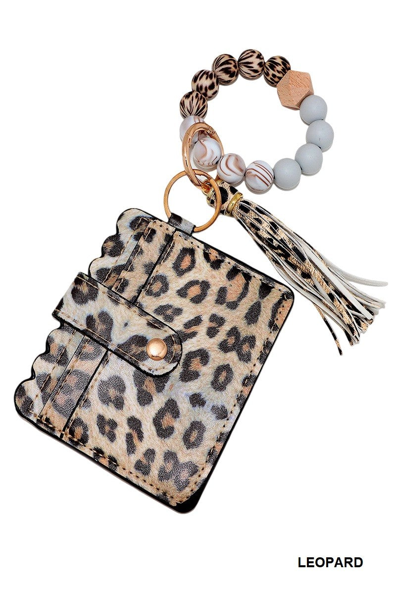 Beaded Bracelet Card Holder Wallet Keychain
