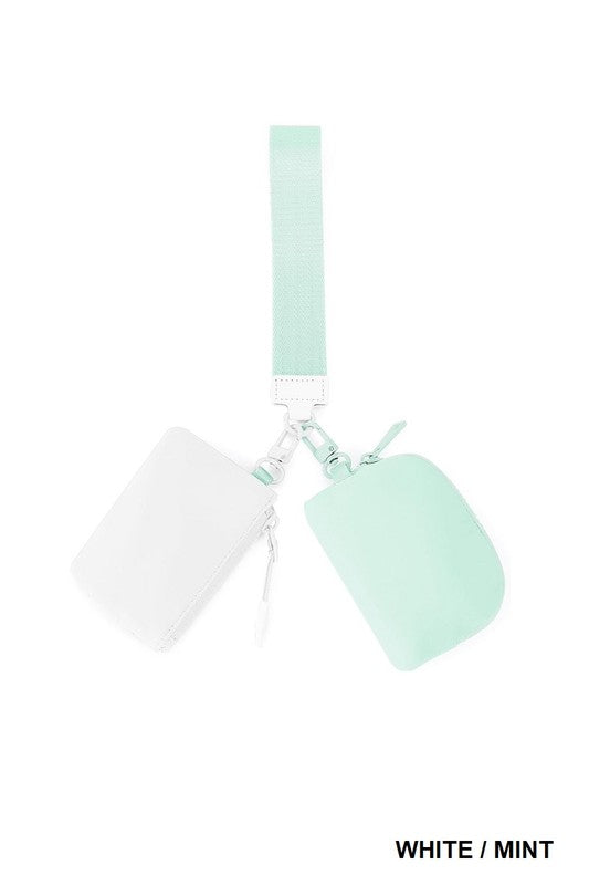 Dual Pouch Wristlet Keychain Wallet