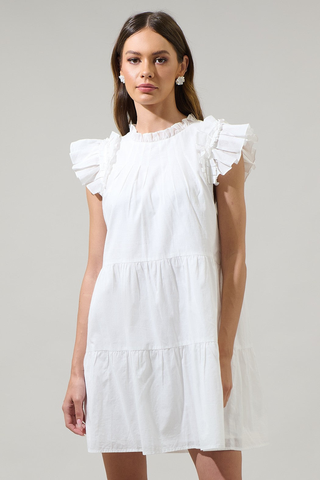 Cap Ruffle Sleeve Shift Mini Dress