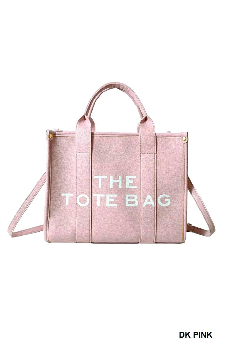2 PC Solid The Tote Bag With Shoulder Strap with Matching Wallet