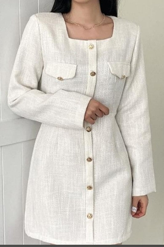 Long Sleeve Midi Button Down Blazer Dress