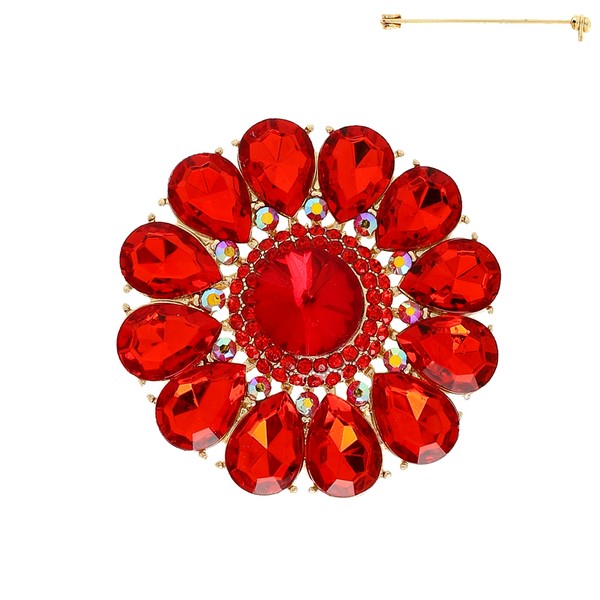 Floral Multi Cut Crystal Brooch Pin